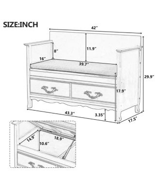 Shoe Bench with Removable Cushion & Hidden Storage