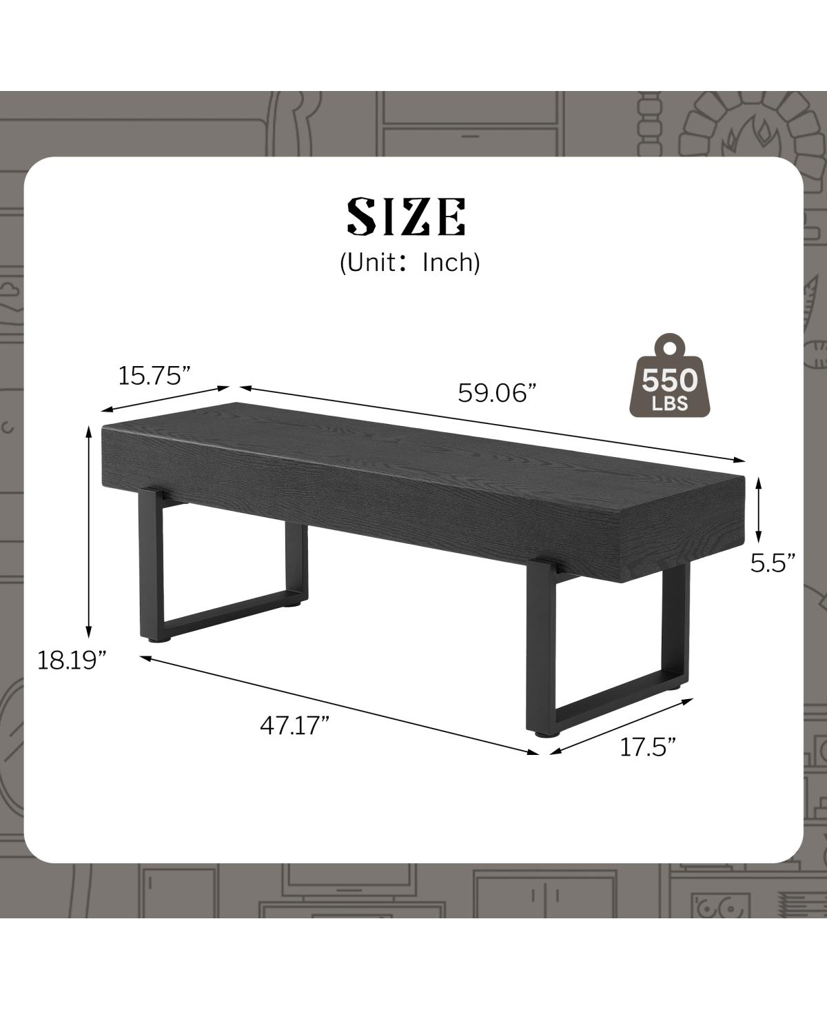 Streamdale Wood Bench for Bedroom, Farmhouse Kitchen Table Benches, Modern Shoe