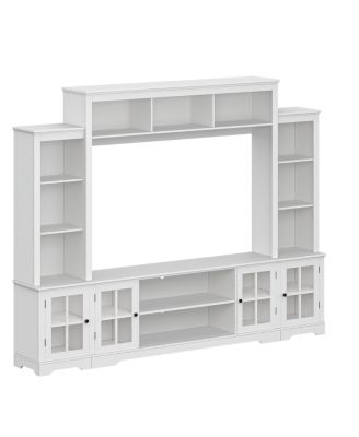 Wall Unit TV Stand with Storage & Bookshelves for TVs up to 65", White, 100"W