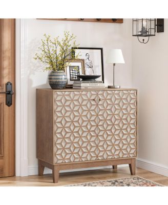 31.5-inch geometric sideboard with 2 doors and adjustable shelves.