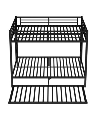 Queen over Queen Metal Bunk Bed with Twin Size Trundle