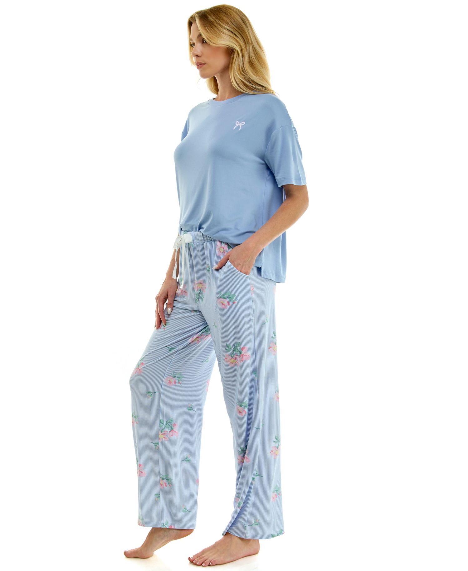 Women's Open Leg Mid-Rise Sleep Pants