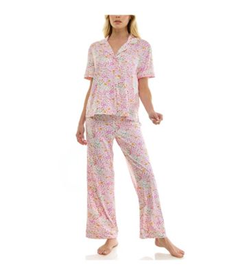 Women's Short-Sleeve Shirt and Pants, 2-Piece Pajama Set