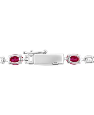Lab-Grown Sapphire (8.5 ct. t.w.) and White Sapphire (3.25 ct. t.w.) Bracelet in Sterling Silver (Also Available in Ruby)
