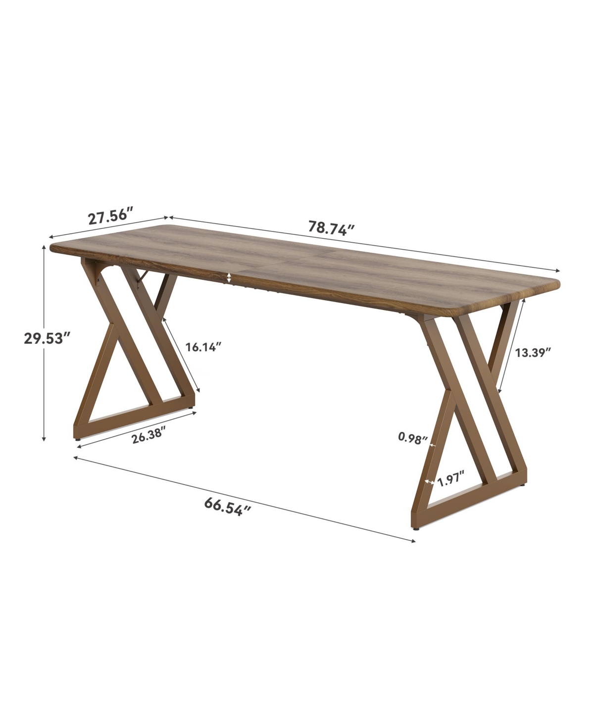Tribesigns 78.7" Long 2 Person Desk, Double Office Desk with Metal Frame, Large Work Table for Home Office, Writing & Gaming