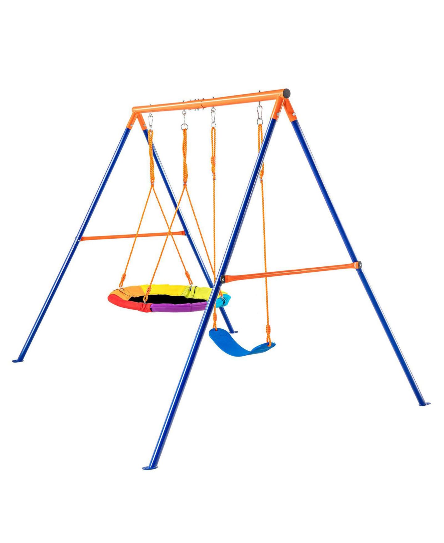 Детские игрушки Mecale A-Frame Metal Backyard Swing Set with Adjustable Ropes, 440 lbs, Ages 3+ — фото 3