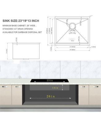 23inch Undermount Laundry Workstation Sink 16G T304 Stainless Steel Deep Single Bowl 23x19x13inch Utility Tub Sink with Full Accessories