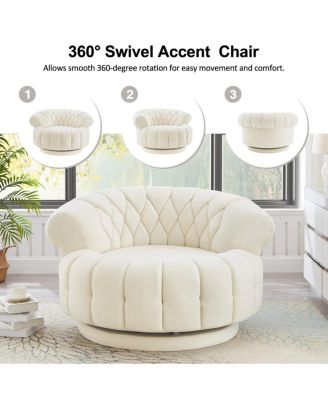 Swivel Accent Chair 360° Round Club Chair for Living Room/Bedroom