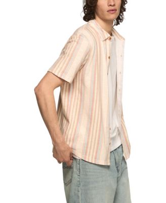 Men's Short-Sleeve Striped Linen Knit Shirt