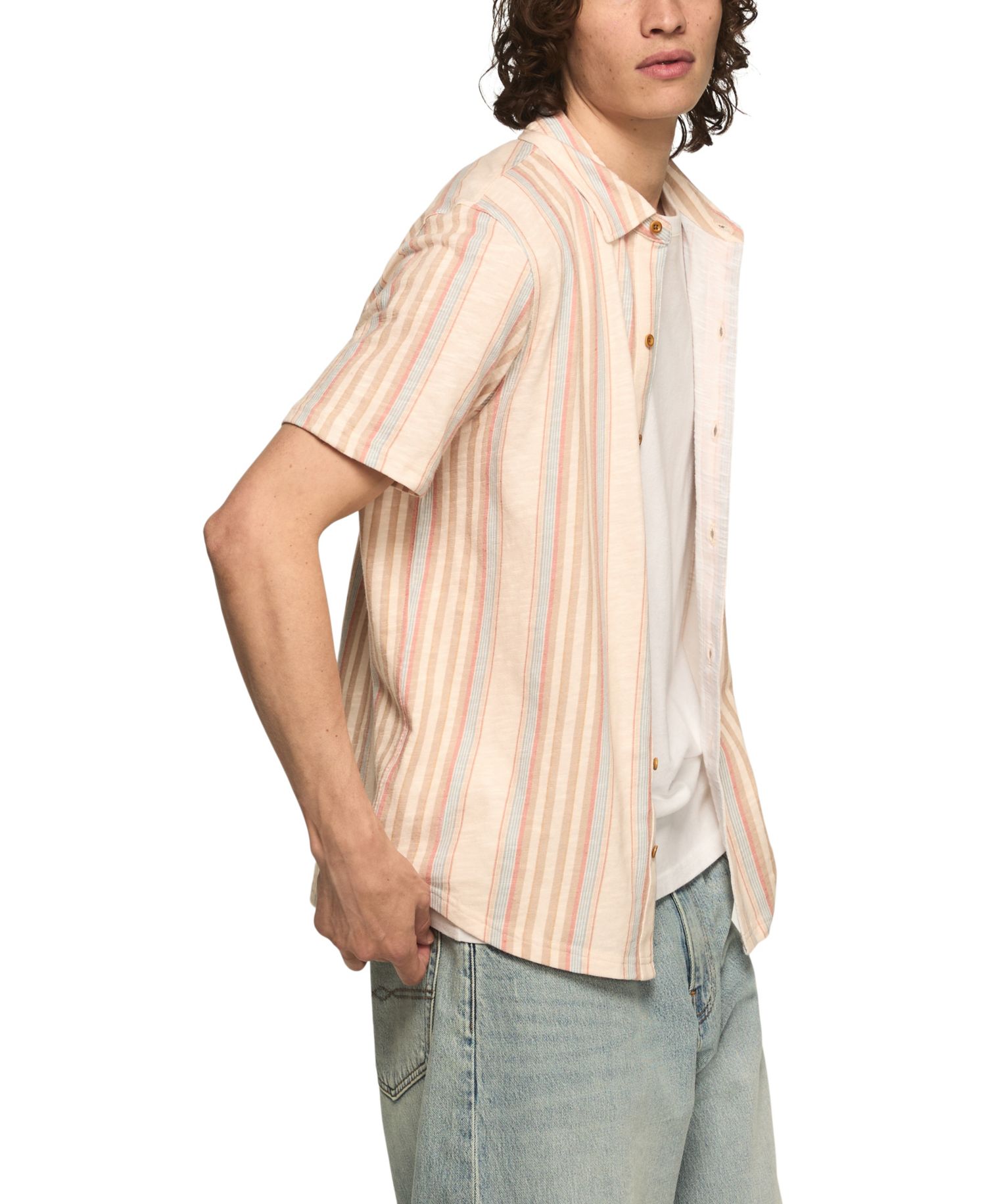 Men's Stripe Spread Collar Button-Down Shirt
