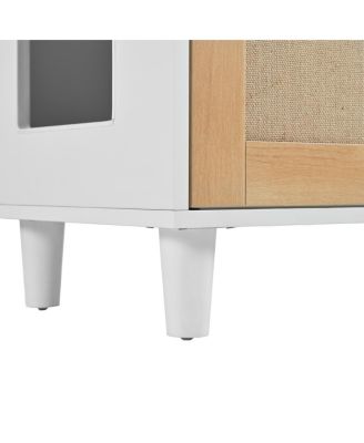 2-Piece Cat Litter Box Enclosure Furniture, 3-IN-1 Hidden Litter Box & Side Cabinet