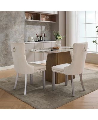 Streamdale Nikki Collection Modern Velvet Dining Chair, Milky White (2-Pcs)