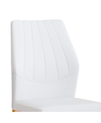 Streamdale Set of 6 Gold & White Dining Chairs, 37" High, Ergonomic PU Backrest