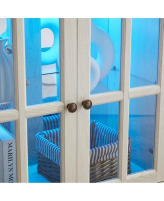 LED Curio Display Cabinet with Glass Doors & Adjustable Shelves