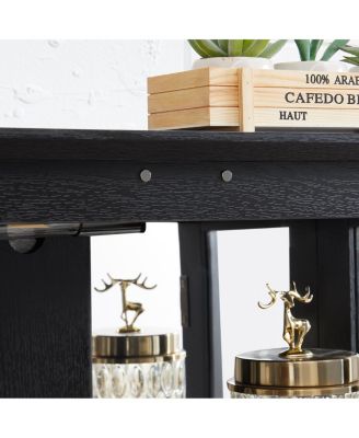 Lighted Glass Curio Cabinet with Adjustable Shelves - Black