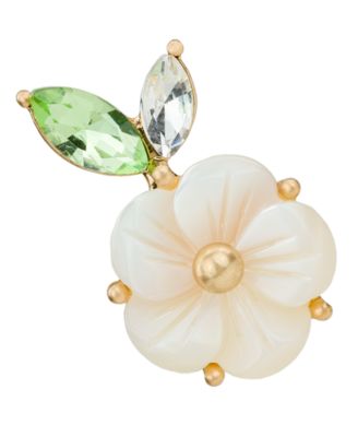 Gold-Tone Flower & Leaf Post Earrings