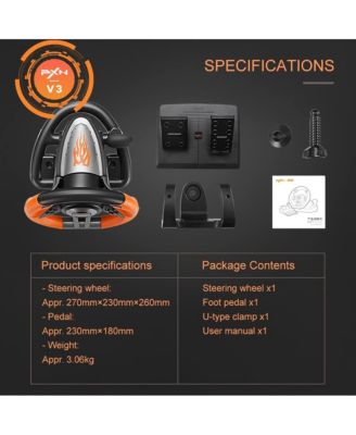 V3 PRO 180 USB Orange Racing Wheel With Pedals.