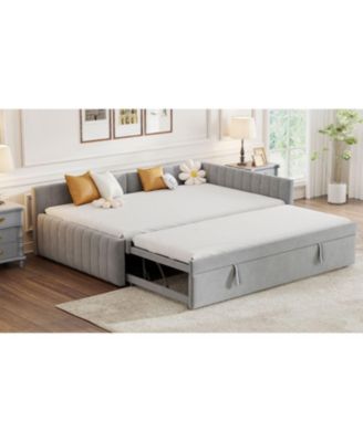 Upholstered L-Shaped Daybed with Twin Trundle