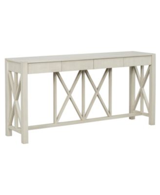  60" Acacia Console Table - Crisscross Design & 4 Drawers