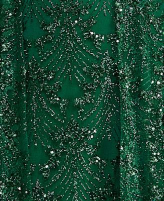 Juniors' Glitter Sequin Walk-Through Gown