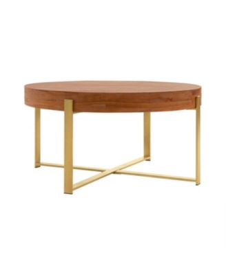 Modern Retro Round Coffee Table, Gold Legs