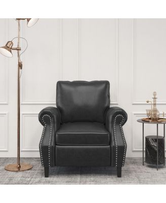 Contemporary Faux Leather Club Chair with Nailhead Accents