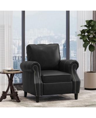 Contemporary Faux Leather Club Chair with Nailhead Accents