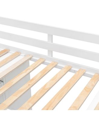 Full Size Loft Bed with Wardrobe, Desk and Shelves