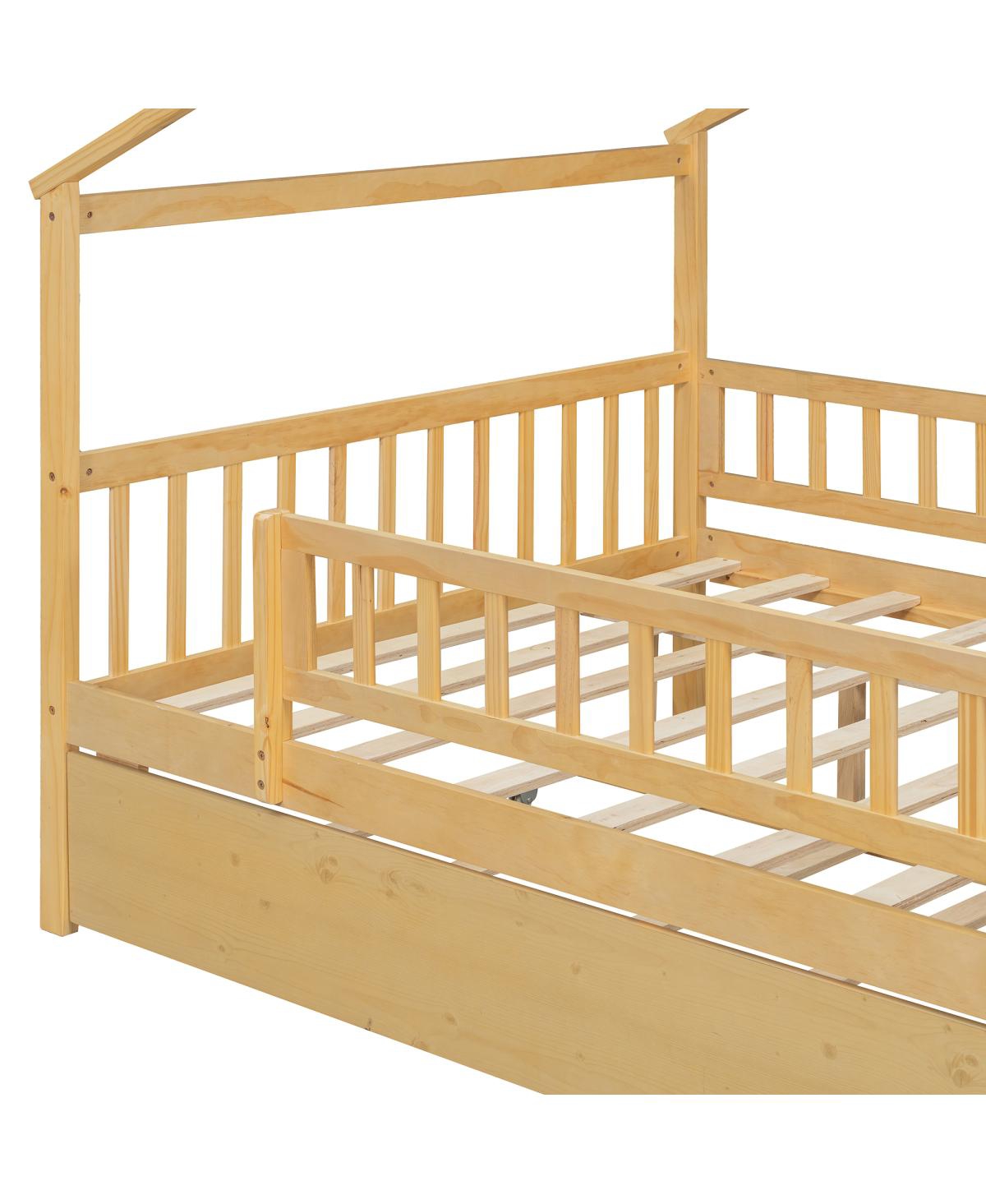Streamdale Furniture Full Wooden House Bed with Twin Trundle