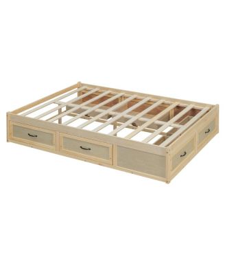 Full Size Platform Bed with 6 Storage Drawers