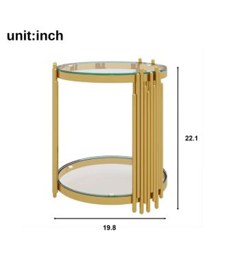 Living Room Table Set: 3-Piece Round Glass & Gold Metal Tables