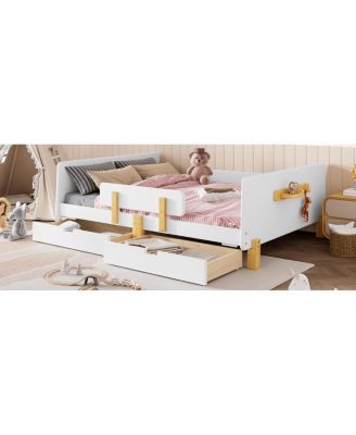 Full Size Platform Bed with Storage, Solid Wood Frame, No Box Spring Needed