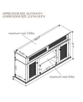 Streamdale Embossed Pattern TV Stand, Media Console w/ Storage, Sliding Door,   58.27"W