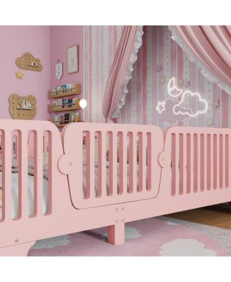 Full Floor Bed with Slats and Fence, Montessori Style