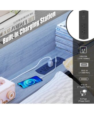 Space-Saving Corner Bed with Storage, Charging, and LED Lights