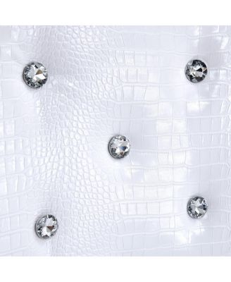 Set of 2 Retro Alligator Upholstered Dining Chairs with Crystal Buckle & Faux Leather