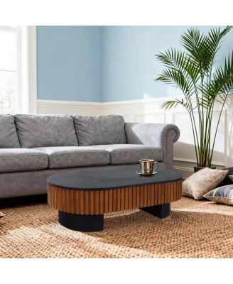Elliptical coffee table with storage
