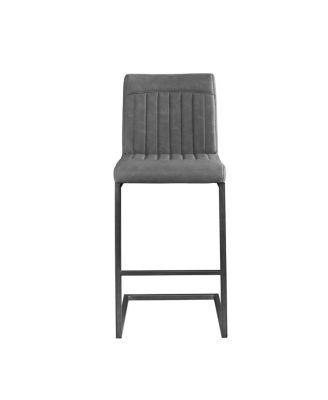 Faux Leather Bar Stool with Tufted Backrest & Footrest