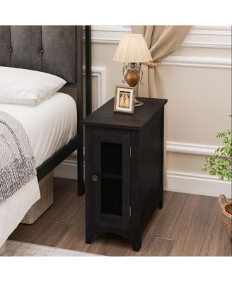 Rectangle Narrow Accent Side Table, Black Veneer, 11.75" W x 21.75" L x 24.25" H