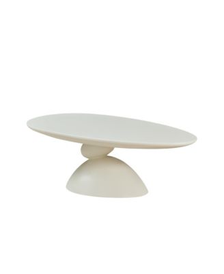 47.27 Inches Oval Coffee Table with Sculptural Base for Living Room and Apartment