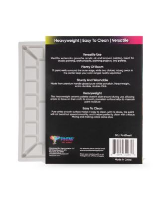 Ceramic Watercolor Paint Palette Tray - 17 Well Ceramic Palette | Rectangle - 13 x 9.8 inch  Paint Pallet