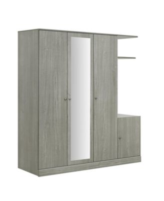 4-Door Wardrobe with Shelves Drawers and Full-Length Mirror