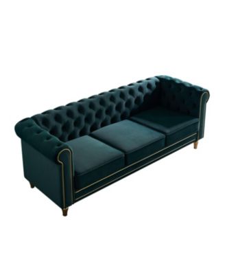 Chesterfield Velvet Sofa 84.65 inch for Living Room 