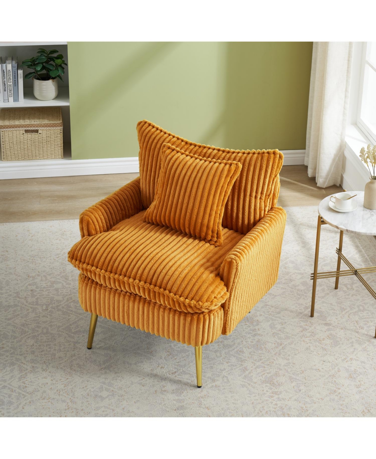 Streamdale Furniture Streamdale Yellow Corduroy Accent Chair - Modern & Comfortable