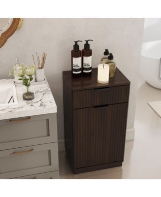 Woodgrain Tilt-Out Trash Cabinet - Walnut Finish