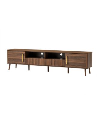 78" TV Stand for TVs up to 85", Modern Entertainment Center with Soft-Close Doors, Walnut