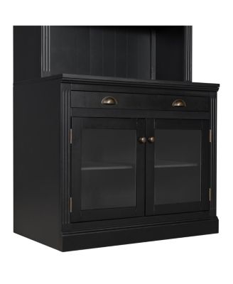 LED Lighting 2-Piece Bookcase Suite with Glass Doors & Drawers