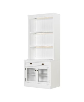 LED Bookshelf with Glass Doors and Drawer