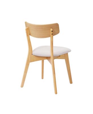  Mid-Century Walnut Upholstered Dining Chairs, Set of 4, Light Beige+Natural