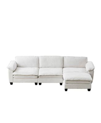 Living Room Furniture Sofa Luxury Couch with Ottoman Soft Chenille Upholstered L Shape Sofa